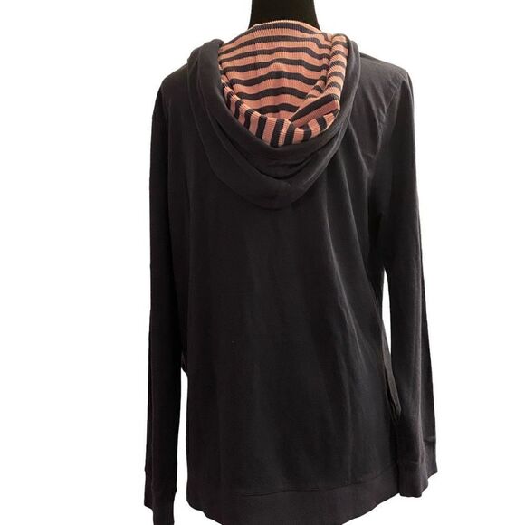 Old Navy Navy Blue Hoodie with‎ Pink and Navy Stripes Size XL - Picture 4 of 13